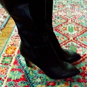 Franco Sarto Black Knee High Heeled Boots